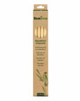 Tall brown cardboard box of Bamboo Straws with a circular window revealing the bamboo sticks inside