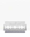 A single safety razor blade with platinum coating, with the brand name 'Bambaw' visible on it.