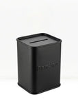 Black rectangular blade bank container on a white background