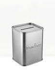 Metallic blade bank tin with a slot on top, featuring the brand name 'BamBaw', on a white background.