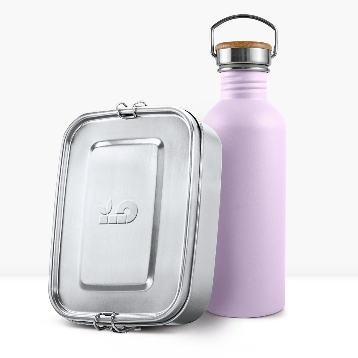 Back to School Bundle with a metal lunch box and lavender non insulated bottle