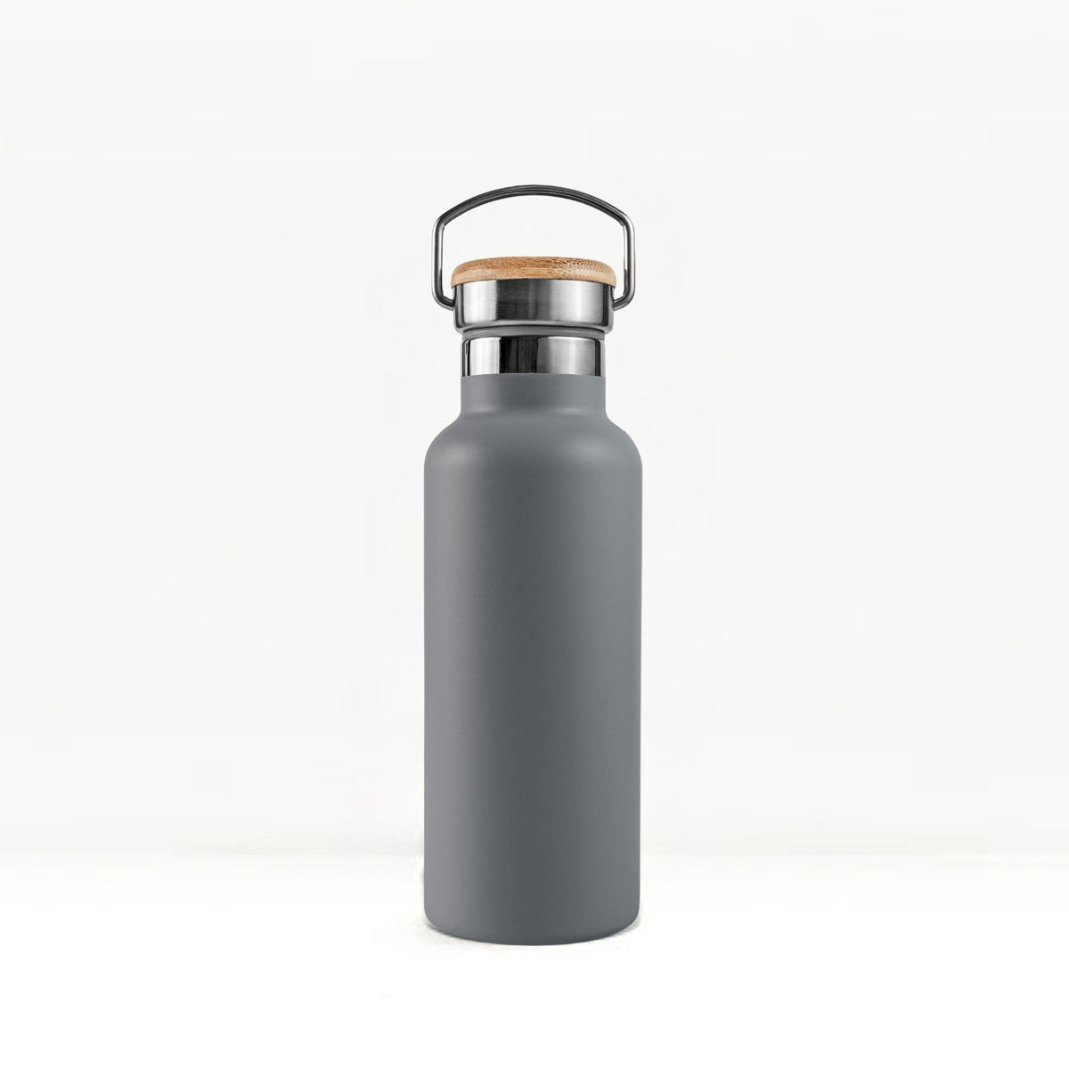 bambaw stainless steel water bottle insulated in grey colour 500ml on white background