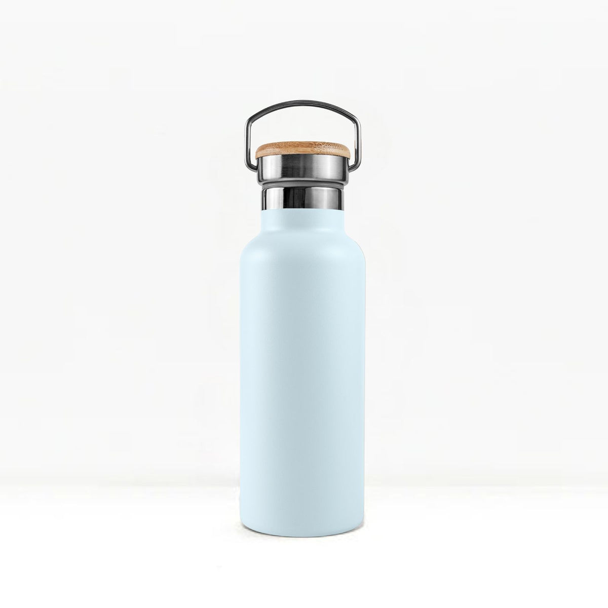bambaw stainless steel water bottle insulated in ice blue colour 500ml on white background