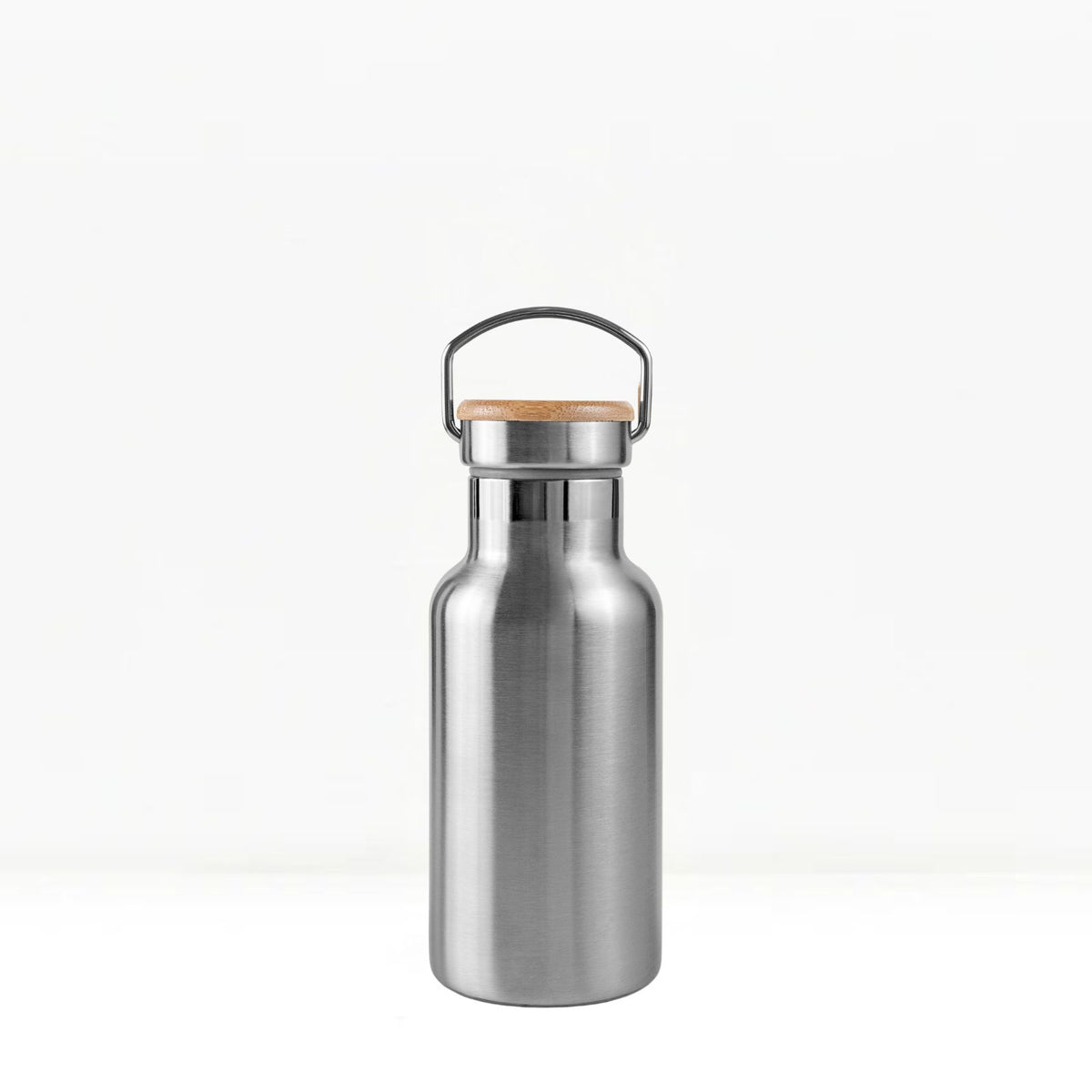 bambaw stainless steel water bottle insulated in steel colour 350ml on white background