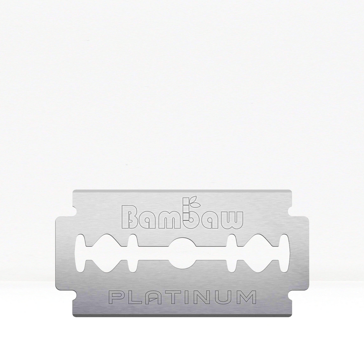 Bamboo razor blade with 'Bambaw' branding on a white background