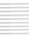 White cotton cleaning brush heads on twisted metal handles with loop ends arranged in a row.