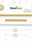 Single bamboo straw with a measurement diagram on a leafy patterned background