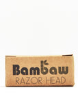 Brown cardboard box labeled Razor Head for a safety razor head