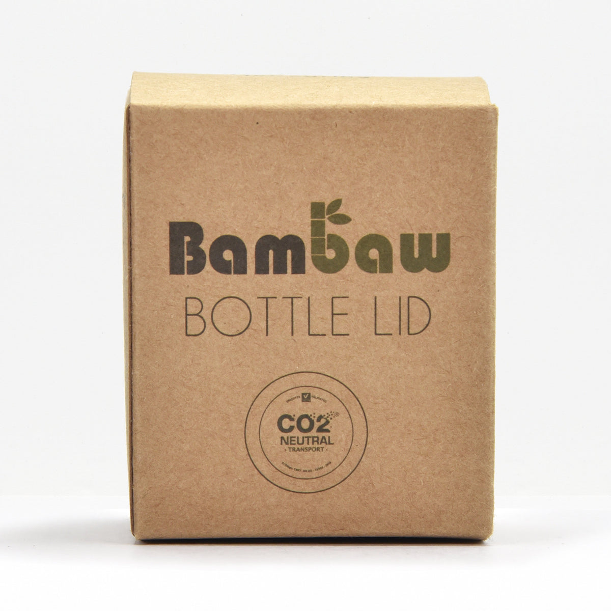 Cardboard packaging box labeled bottle lid with printed text