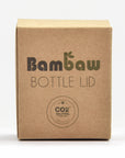 Cardboard packaging box labeled bottle lid with printed text