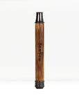 Close up of bamboo safety razor handle with black head, upright